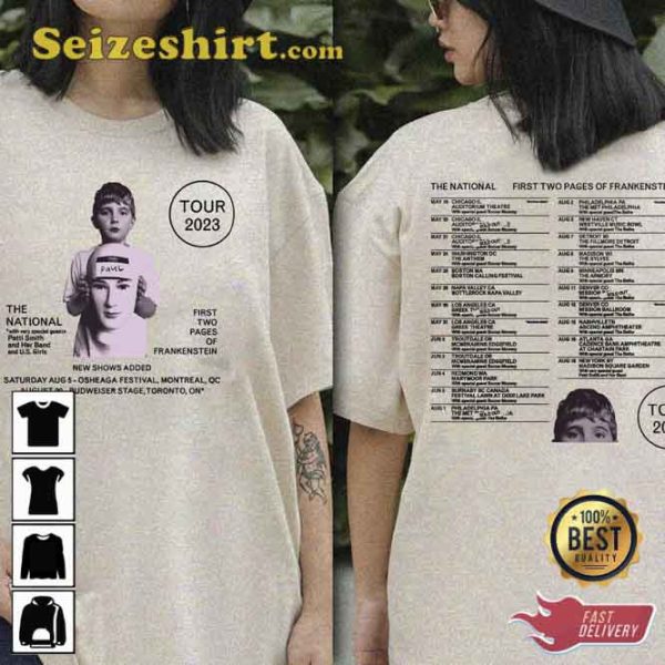 The National tour 2023 2 side Tour First Two Pages Of Frankenstein T-Shirt