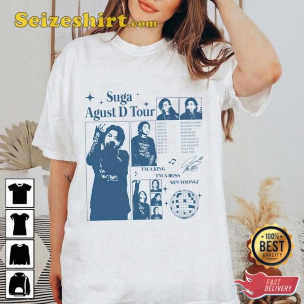 Vintage Suga World Tour Agust D 2023 Music Concert Shirt