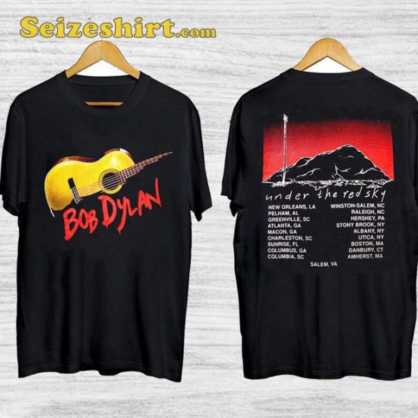 Bob Dylan Guitar Under The Red Sky Tour 1990 T-Shirt