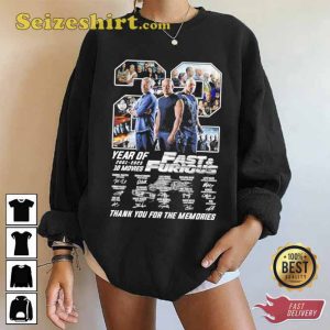 22 year of 2001 2023 10 Movie Fast and Furious Signatures Shirt