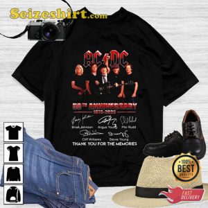 ACDC Band Member 50th Anniversary 1973-2023 Signatures T-Shirt Gift For Fans