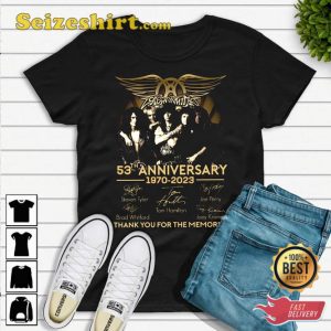 Aerosmith 53th Anniversary 1970-2023 Signatures Shirt Gift For Fan
