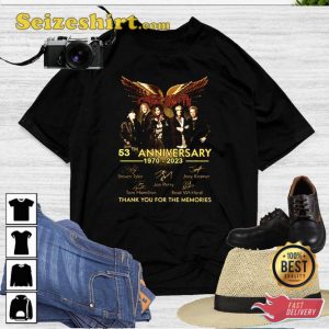 Aerosmith 53th Anniversary 1970-2023 Signatures T-Shirt Vintage Inspired