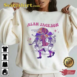 Alan Jackson Skeleton Neon Western Country Music T-Shirt