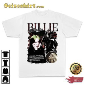 Billie Eilish Vintage White Rap Tee 90s Inspired Retro Unisex T-Shirt