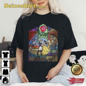 Disney Beauty The Beast Stained Glass Rose Graphic T-Shirt