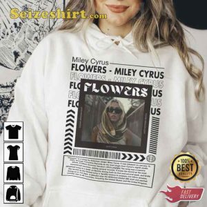 Miley Cyrus Music Flowers Black White Tee Shirt