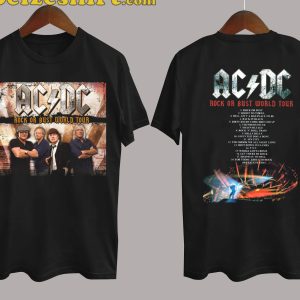Rock Or Bust World Tour ACDC Band Cotton Black Unisex Shirt
