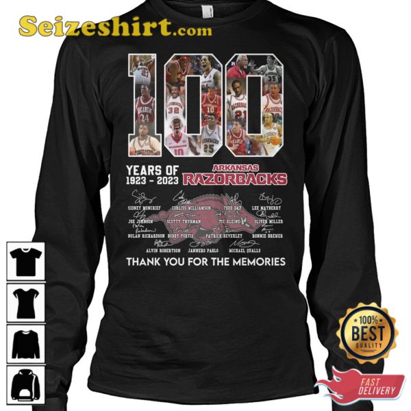 Arkansas Razorbacks 100 Years Of 1923 2023 T-Shirt