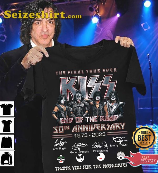 The Final Tour Ever Kiss End Of The Road 50th Aniversary 1973-2023 T-Shirt