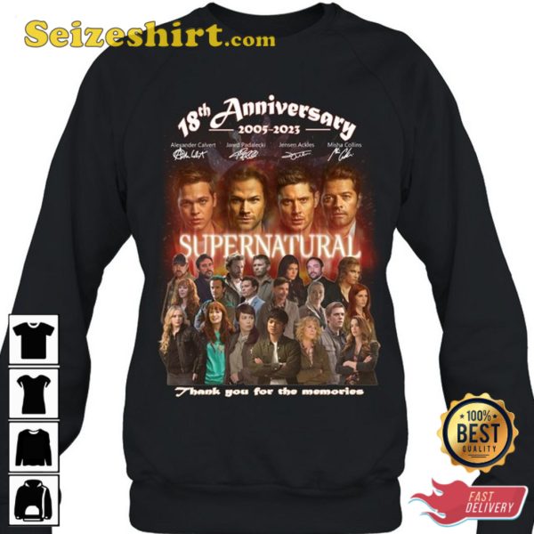 Supernatural 18th Anniversary 2005 2023 Thank You For The Memories T-Shirt