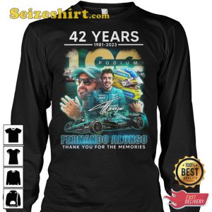 42 Years 1981 2023 Podiums Fernando Alonso T-Shirt