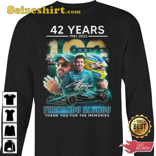 42 Years 1981 2023 Podiums Fernando Alonso T-Shirt