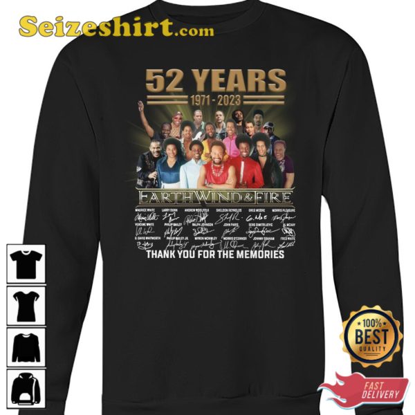 Earth Wind Fire 52 Years Of 1971 2023 T-Shirt