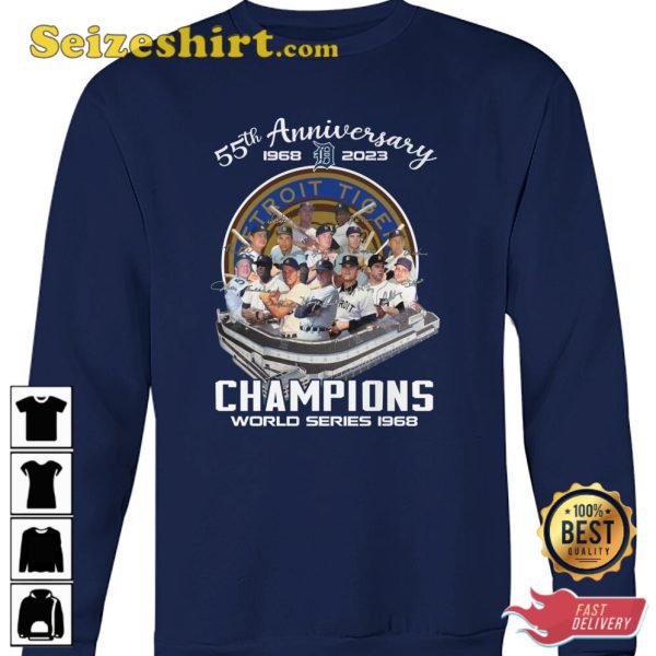 55th Anniversary 1968 2023 Detroit Tigers Champions World Series 1968 T-Shirt