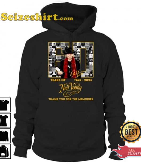 60 Years Of Neil Young 1963 2023 Thank You For The Memories T-Shirt
