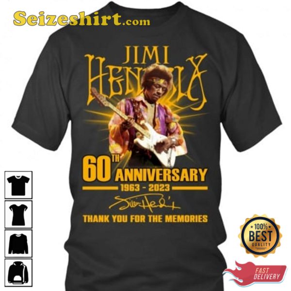 60th Anniversary 1963 2023 Jimi Hendrix Thank You For The Memories T-shirt