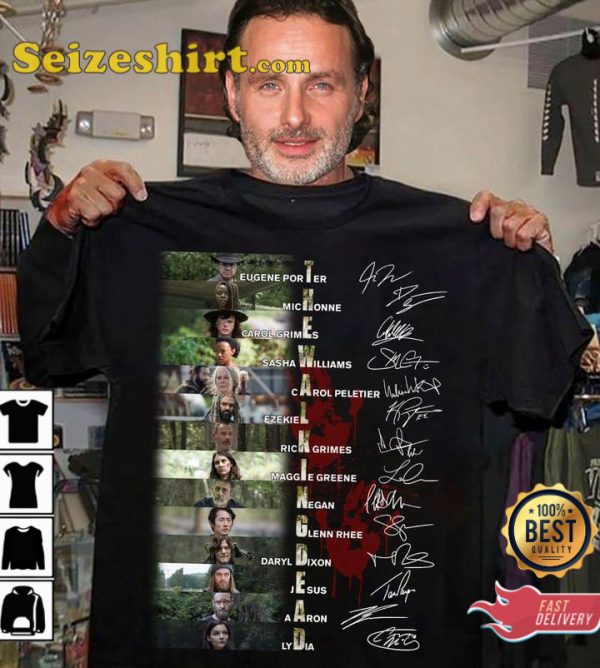 Autographs Of Actors The Walking Dead Movie Horror Tee Shirt