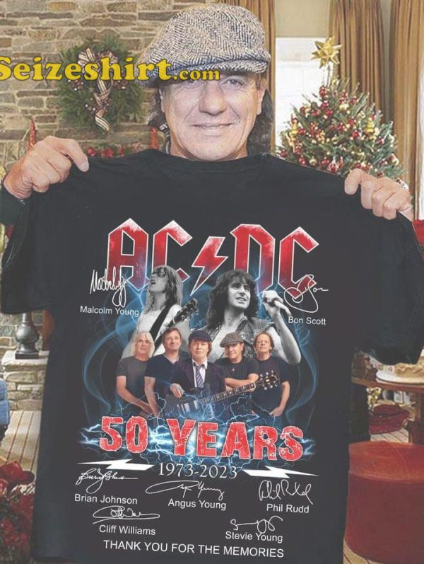 AC DC Rock Band 50 Years Anniversary 1973-2023 Shirt