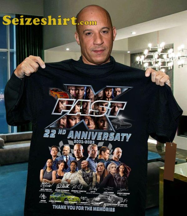 Fast And Furious X 22nd Anniversary 2001 2023 T-Shirt