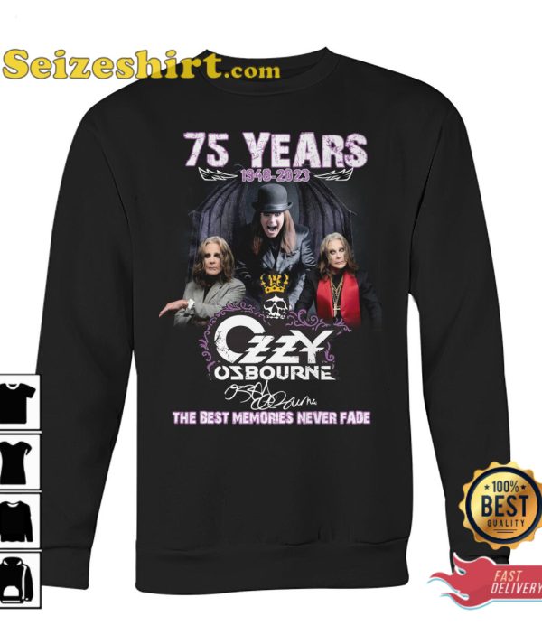 75 Years 1948 2023 Ozzy Osbourne The Best Memories Never Fade T-Shirt