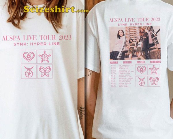 Aespa Live Tour 2023 Synk Hyper Line Kpop T-shirt
