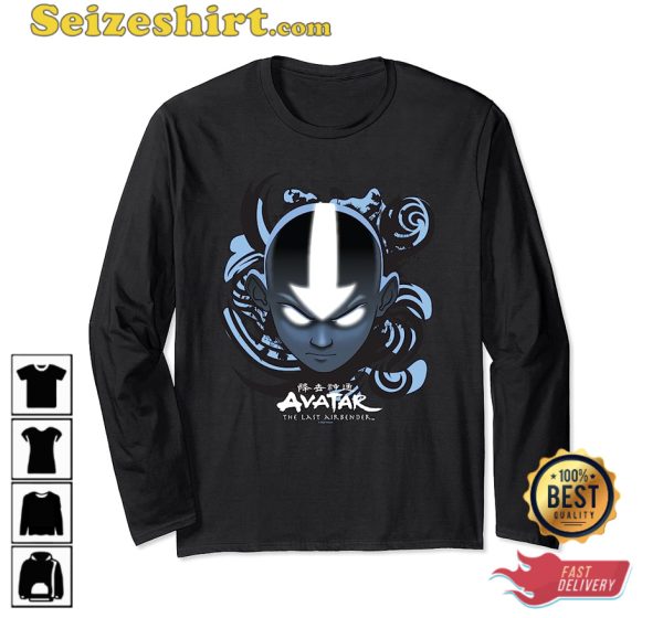 Avatar The Last Airbender Airbender Blue And Black Kanji T-Shirt