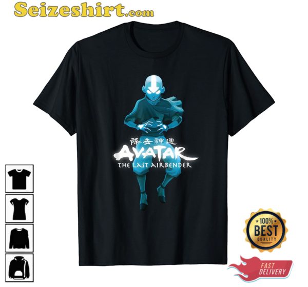 Blue Monochromatic Aang The Last Airbender T-Shirt