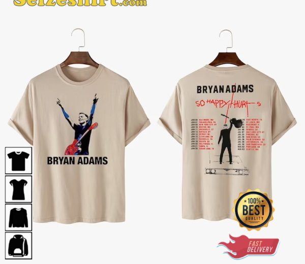 Bryan Adams GuitarSo Happy It Hurts World Tour 2023 T-Shirt