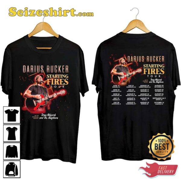 Darius Rucker Starting Fires Tour 2023 Gift Fan T-Shirt