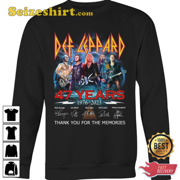 Def Leppard 47 Years Of 1976 2023 Thank You For The Memories T-Shirt