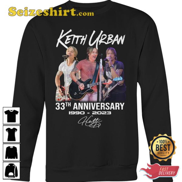 Keith Urban 33th Anniversary 1990 2023 Signature T-Shirt