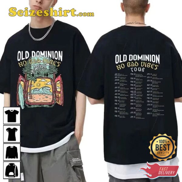 Old Dominion Band No Bad Vibes Tour 2023 Cotton T-Shirt