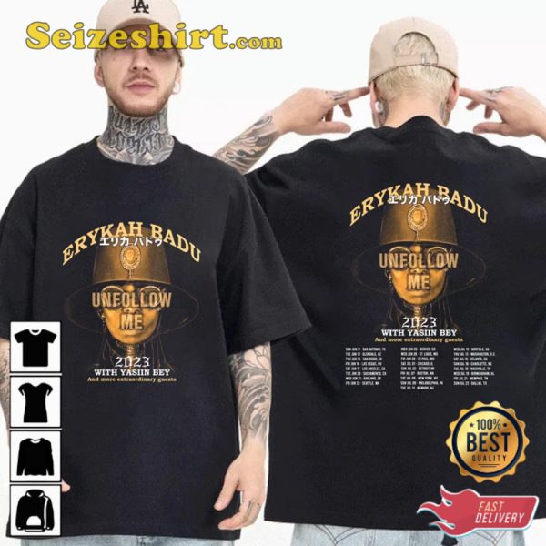 Retro Erykah Badu Unfollow Me World Tour 2023 T-Shirt