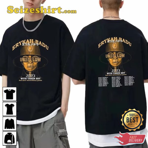 Retro Erykah Badu Unfollow Me World Tour 2023 T-Shirt