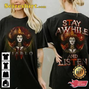 Vintage Diablo 4 Stay Awhile and Listen T-Shirt