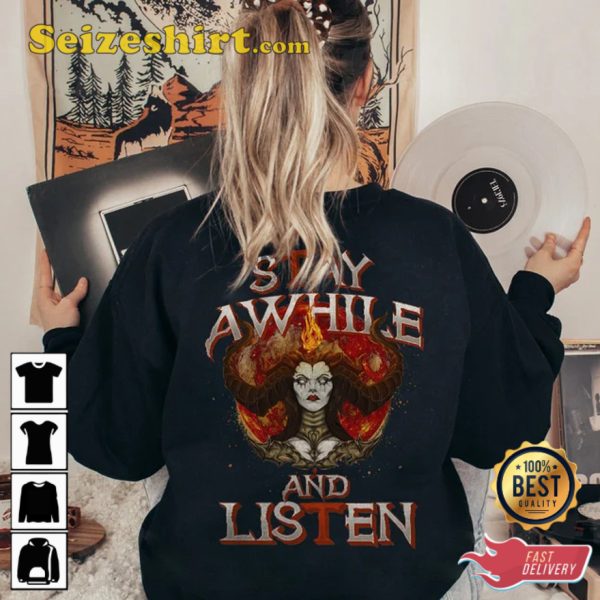 Vintage Diablo 4 Stay Awhile and Listen T-Shirt