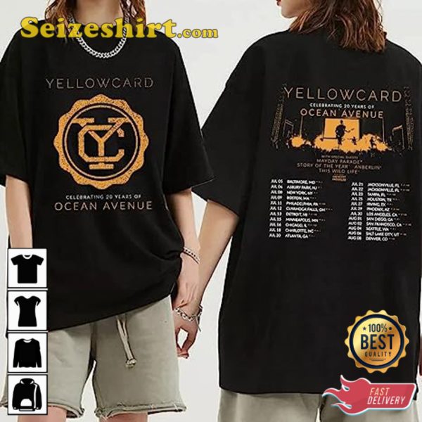 Yellowcard 2023 Celebrating 20 Years of Ocean Avenue World Tour T-Shirt