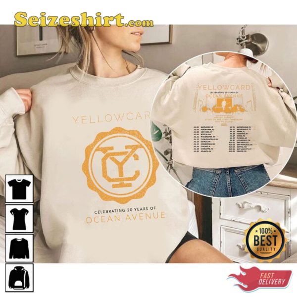 Yellowcard Celebrating 20 Years Of Ocean Avenue Cotton Unisex T-Shirt