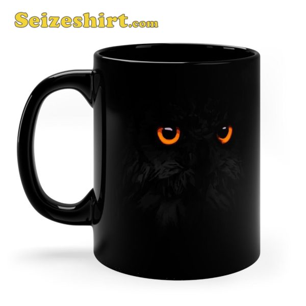 Black Owl With Bright Orange Eyes Animal Mug