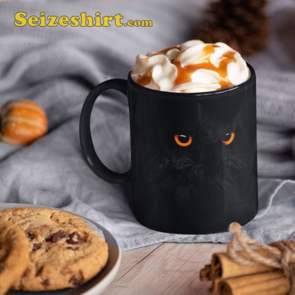 Black Owl With Bright Orange Eyes Animal Mug