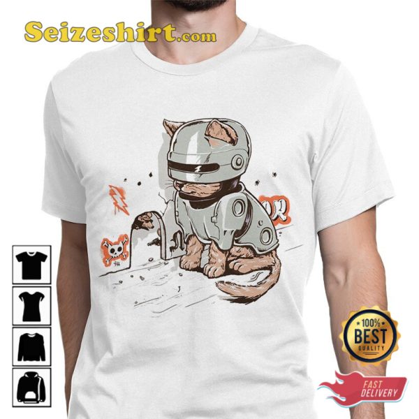 Cat Is Karma Robocop Funny T-shirt