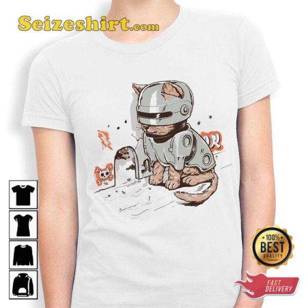 Cat Is Karma Robocop Funny T-shirt