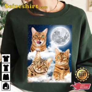 Cat With Moon Cutie Pet Lover Unisex T-Shirt