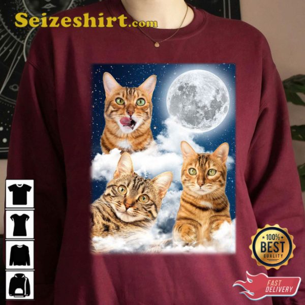 Cat With Moon Cutie Pet Lover Unisex T-Shirt