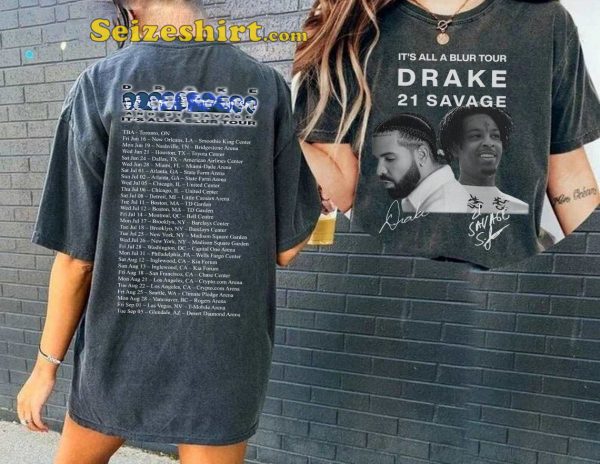 Drake 21 Savage Tour 2023 Its All A Blur Tour T-shirt