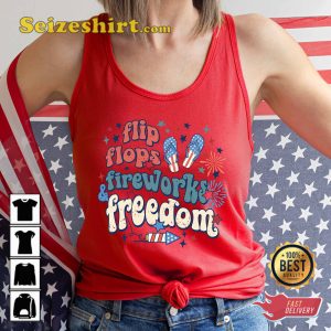 Flip Flops Fireworks Freedom Patriotic Day T-shirt