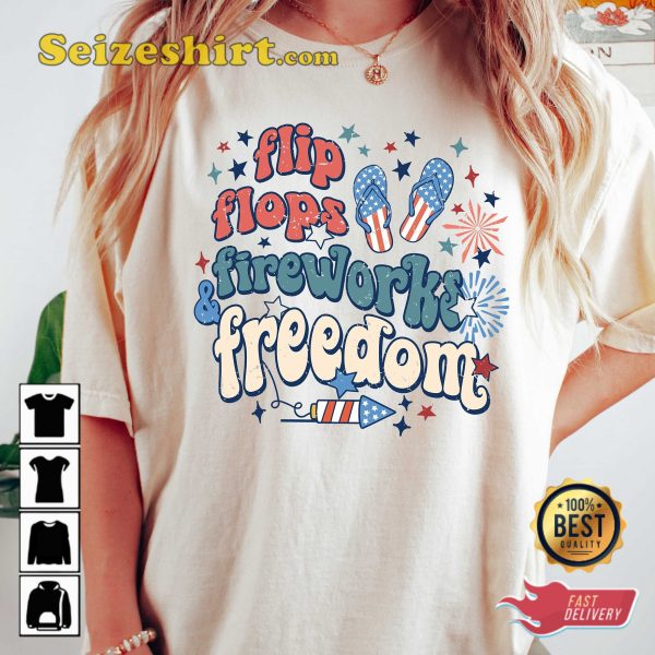 Flip Flops Fireworks Freedom Patriotic Day T-shirt