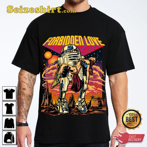 Galactic Forbidden Love R2 D2 Leia T-Shirt