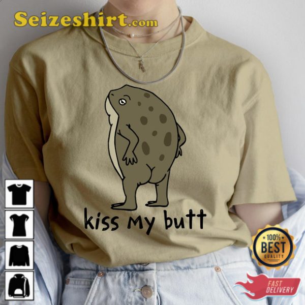 Kiss My Butt Green Frog Tshirt Blew You A Kiss Tops